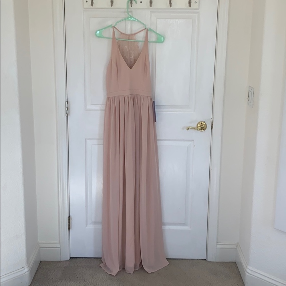 PROMGIRL long blush pink dress. NEVER WORN!